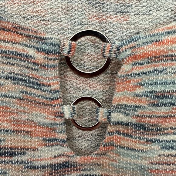 Ruby Rd. Tunic Top Keyhole Orange Blue Space Dye Pullover Women's Plus 3X Pocket - Picture 3 of 7